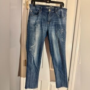 Universal Thread Mid Rise Boyfriend Crop Distressed Womens Blue Jeans Sz. 12/31R